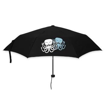 2 Oktopus Mittelfinger Beleidigung Fuck Off Team - Regenschirm (klein) - Schwarz - Vorne