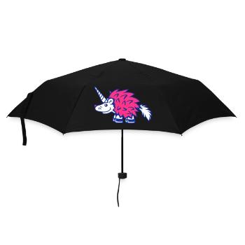 Einhorn Igel Tier Süß Pink Cool Mischwesen Cartoon - Regenschirm (klein) - Schwarz - Vorne