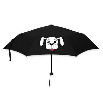 Hund Gesicht Kleines Glückliches Haustier Kopf Süß - Regenschirm (klein) - Schwarz - Vorne