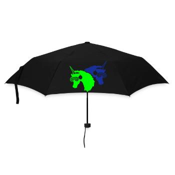 2 Coole DJ Einhörner Zwei Team Party Club Musik - Regenschirm (klein) - Schwarz - Vorne