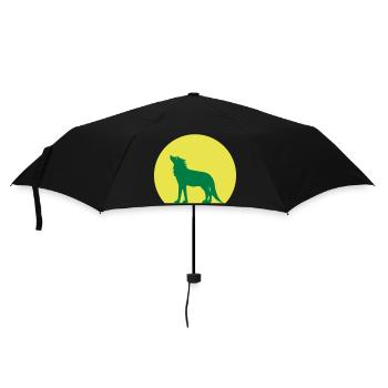 silhouette wolf and moon - Umbrella (small) - black - Front