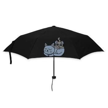 Freunde 2 Katzen aufeinander - Regenschirm (klein) - Schwarz - Vorne