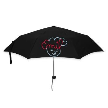 Emil Gesicht Zeichnung - Regenschirm (klein) - Schwarz - Vorne