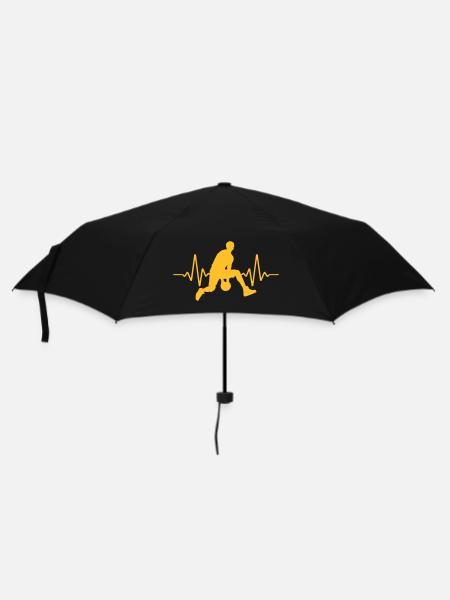 Herzschlag Basketball Puls EKG | Farben änderbar - Regenschirm (klein) - Schwarz