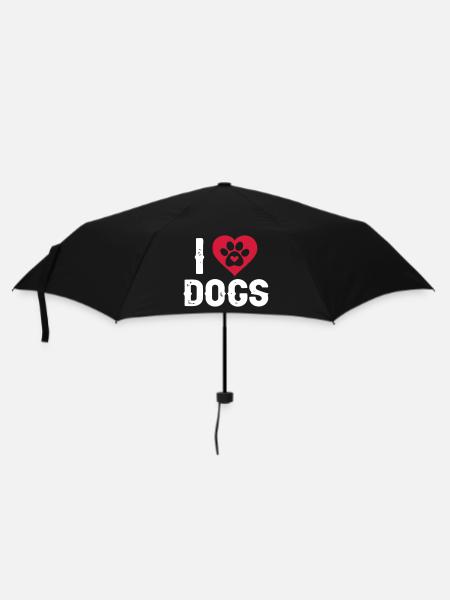 Ich Liebe Hunde - Regenschirm (klein) - Schwarz