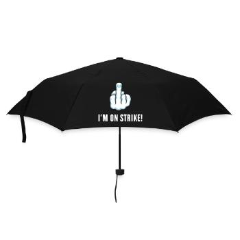 Der Mittelfinger – Ich streike! (Streikposten) - Regenschirm (klein) - Schwarz - Vorne