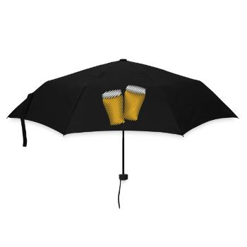 2 Biergläser Stoßen An (Bier / Scribble) - Regenschirm (klein) - Schwarz - Vorne