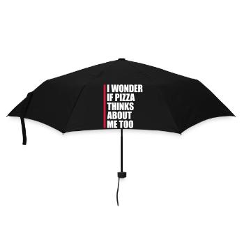 pizza thinks about me - Umbrella (small) - black - Front