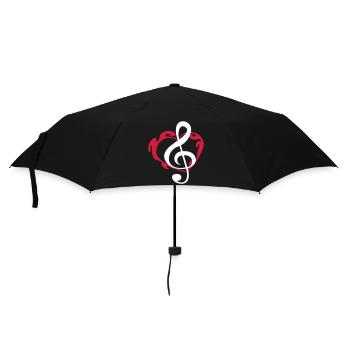I Love Music Liebe Notenschlüssel Note Feuer Herz - Regenschirm (klein) - Schwarz - Vorne