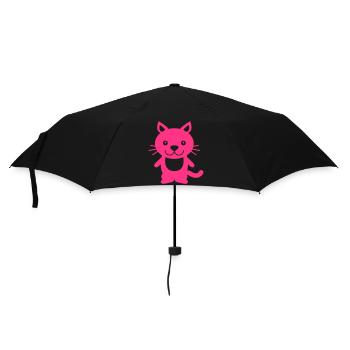 Pretty Cat Looking Happy Cheerful Smiling - Umbrella (small) - black - Front