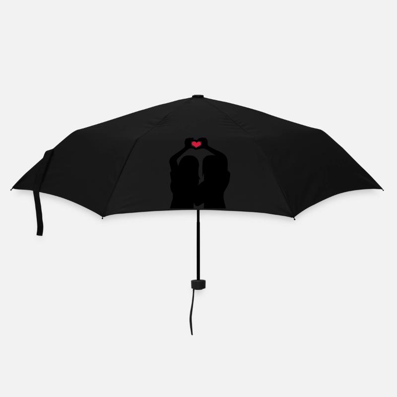 Handherz Silhouette Freundinnen - Regenschirm (klein) - Schwarz