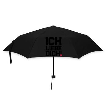 Ich Liebe Dich Herz Valentinstag - Regenschirm (klein) - Schwarz - Vorne