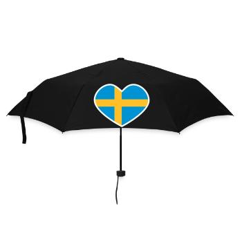 Schwedisches Herz - Regenschirm (klein) - Schwarz - Vorne