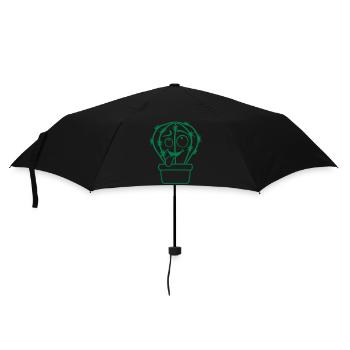 Kaktus Kakteen Gesicht Stachelig Lustig Grimasse - Regenschirm (klein) - Schwarz - Vorne
