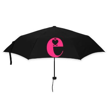 Letter e Initial Letter with Heart - Umbrella (small) - black - Front