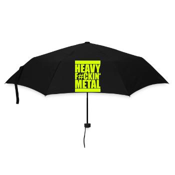 Heavy F#ckin' Metal Hard Rock Music Text Fun Zitat - Regenschirm (klein) - Schwarz - Vorne
