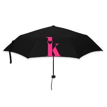 Letter k Initial letter with heart - Umbrella (small) - black - Front