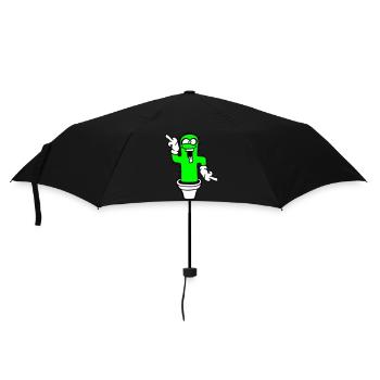 Kaktus Kakteen Gesicht Stachelig Lustig Grimasse - Regenschirm (klein) - Schwarz - Vorne