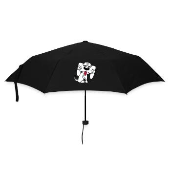 Dog Sitting Funny Cute Sticking Tongue Out Comic - Umbrella (small) - black - Front