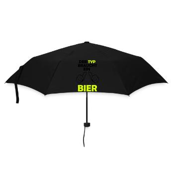 Der Typ braucht ein Bier - Regenschirm (klein) - Schwarz - Vorne
