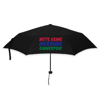 Bitte keine Werbung | Farben änderbar - Regenschirm (klein) - Schwarz - Vorne