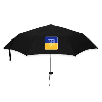 Ukraine Symbol Flagge mit Rand - Regenschirm (klein) - Schwarz - Vorne