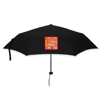 pizza thinks about me - Regenschirm (klein) - Schwarz - Vorne