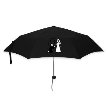 Ehepaar Hochzeit Peitsche - Regenschirm (klein) - Schwarz - Vorne