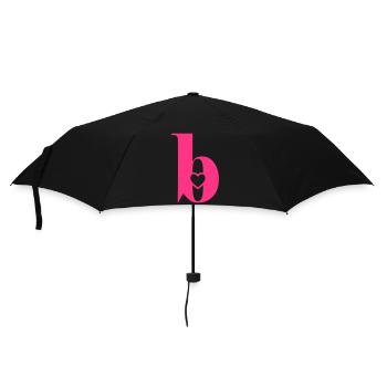 Buchstabe b Anfangsbuchstabe mit Herz - Regenschirm (klein) - Schwarz - Vorne