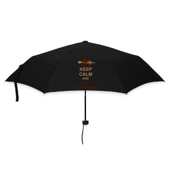 Faultier Keep Calm - Regenschirm (klein) - Schwarz - Vorne