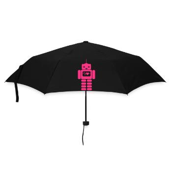 Roboter Heart Love - Regenschirm (klein) - Schwarz - Vorne