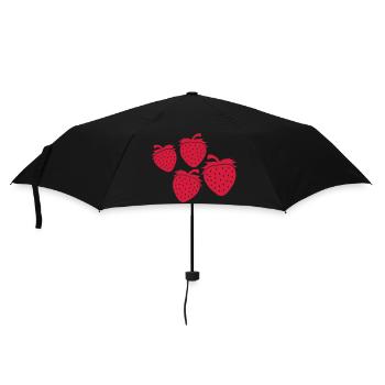 Erdbeeren Muster Design - Regenschirm (klein) - Schwarz - Vorne