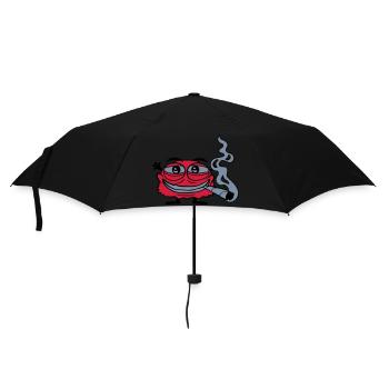 Weed rauchendes lustiges Monster - Regenschirm (klein) - Schwarz - Vorne