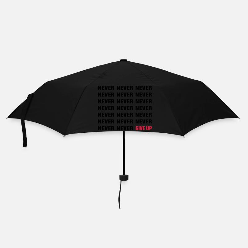NEVER GIVE UP - Regenschirm (klein) - Schwarz