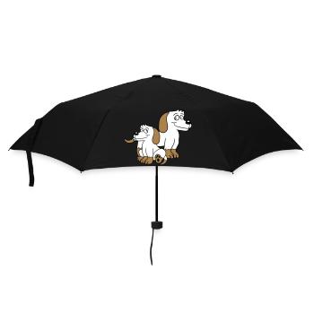 Deux chiens Famille Enfant Mère Père Papa Maman Doux - Parapluie standard - noir - Devant