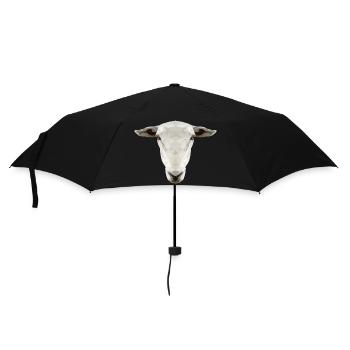 Schaf Kopf – Geometrisches Low Poly Tierdesign - Regenschirm (klein) - Schwarz - Vorne