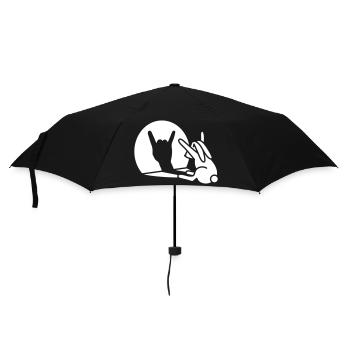 Kaninchen Schatten Hand ROCK Musik HARD ROCK Fan - Regenschirm (klein) - Schwarz - Vorne