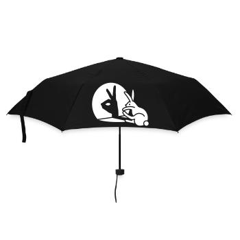 Lustige Kaninchen Hand Schatten Puppen Humor Pop Art - Regenschirm (klein) - Schwarz - Vorne