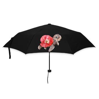 Süße Schildkröte mit Mohnblume - Regenschirm (klein) - Schwarz - Vorne