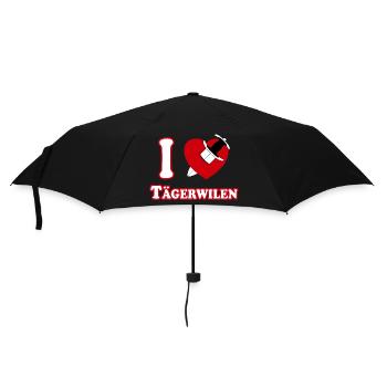 I Love Tägerwilen (weiss-rot mit Dolch durch Herz) - Regenschirm (klein) - Schwarz - Vorne