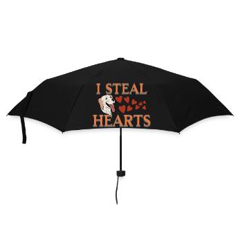 Dog with heart - Sweet dog collects hearts - Umbrella (small) - black - Front