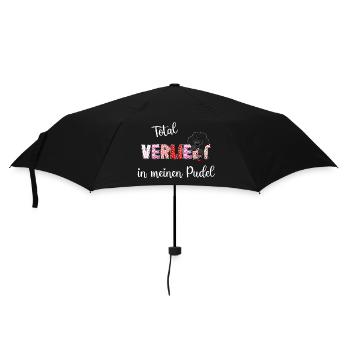 Verliebt in meinen Pudel, süßes Pudelmmotiv - Regenschirm (klein) - Schwarz - Vorne