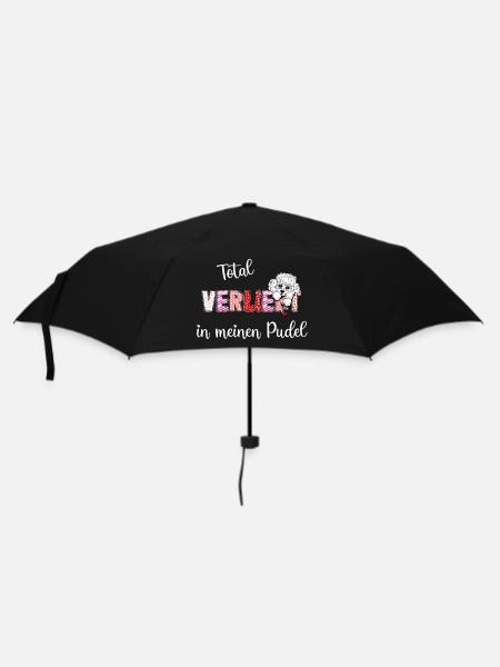 Verliebt in meinen Pudel, süßes Pudelmmotiv - Regenschirm (klein) - Schwarz