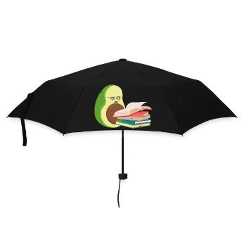 Lustige Avocado liest Bücher - Regenschirm (klein) - Schwarz - Vorne