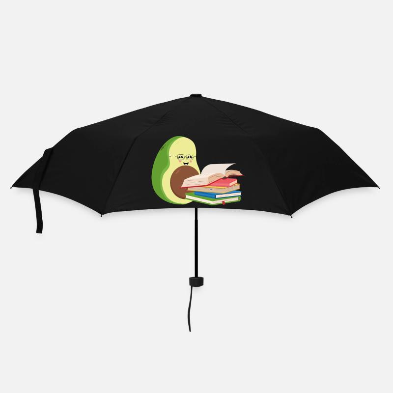 Lustige Avocado liest Bücher - Regenschirm (klein) - Schwarz