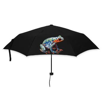 Pfeilgiftfrosch schön coloriert in bunten Farben - Regenschirm (klein) - Schwarz - Vorne