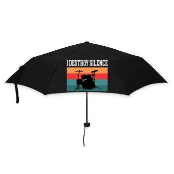 Drummer Schlagzeuger I destroy silence - Regenschirm (klein) - Schwarz - Vorne
