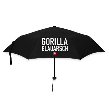 Gorilla Blauarsch | Schweiz, Sprichwort, Fondue - Regenschirm (klein) - Schwarz - Vorne