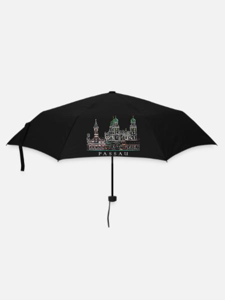Passau Donaublick, Bayern, Deutschland, Zeichnung - Regenschirm (klein) - Schwarz
