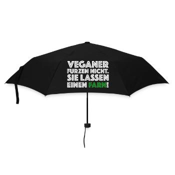 Veganer furzen nicht | Farn, Bio, co2, Klima - Regenschirm (klein) - Schwarz - Vorne